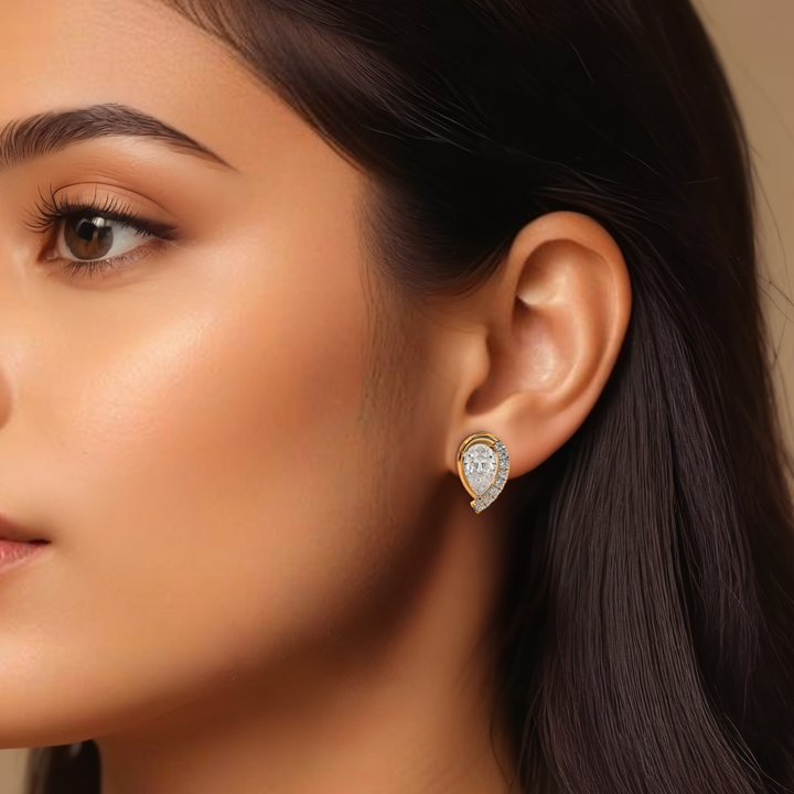 The Half Halo Pear Earrings